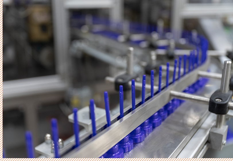 blue plastic parts in machine